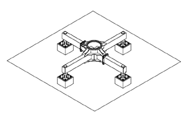 In case there is no available space behind the paraphet on the terrace for rail track options, then BMU can be installed on fixed plinths usually in the middle of the roof. 