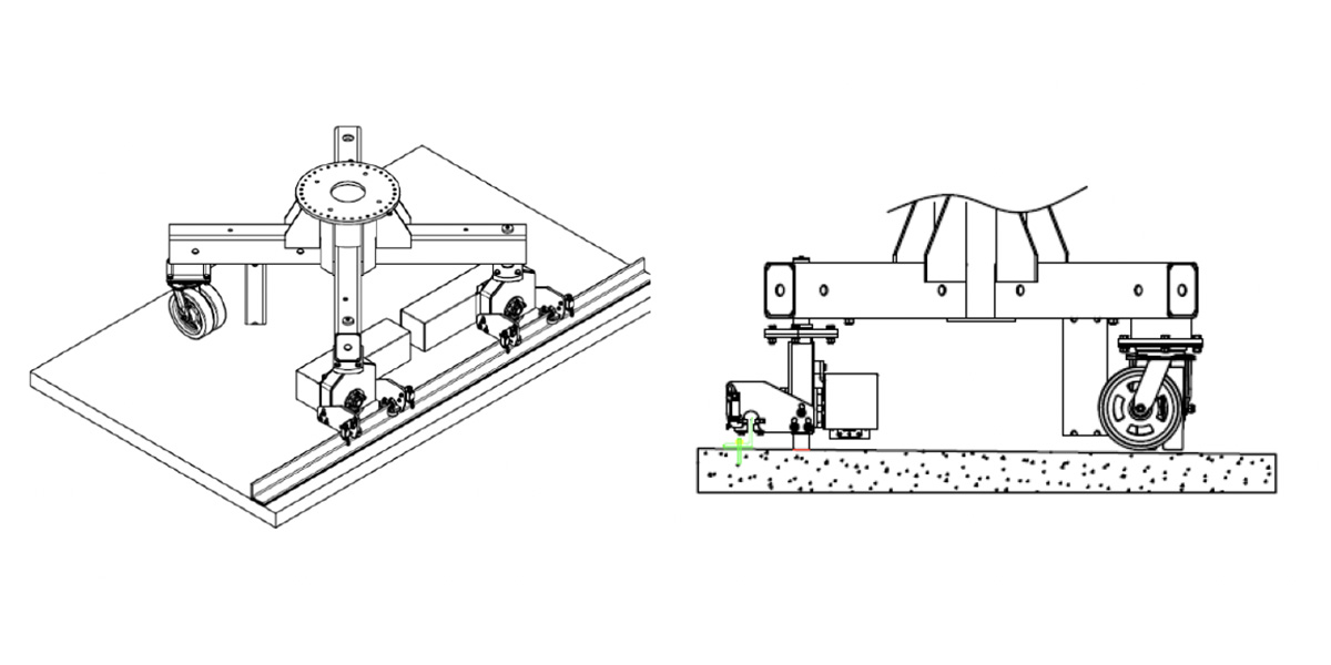 The Machine performs its movements with the help of L- guides manufactured from angles laid on the building terrace.  